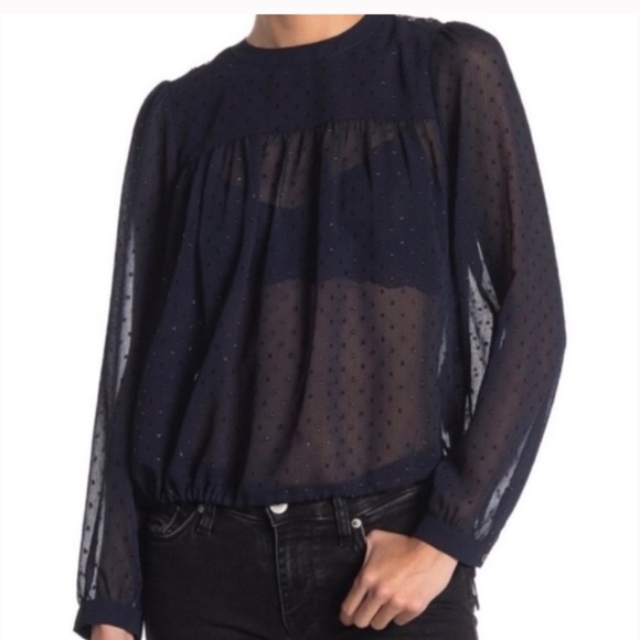 AllSaints Eliana Shimmer Top, Mystic Blue - Picture 2 of 7